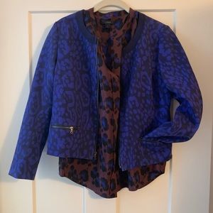 J.Crew Blue Silk Blouse in Cobalt Leopard
